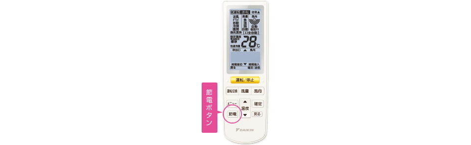 ワイヤレスリモコンの節電ボタンの画像